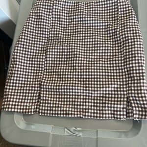 Love on a Hanger Brown and White Checkered Pencil Skirt